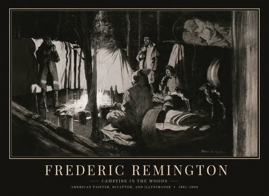 Frederic Remington A Trapper's Camp No6 - Affiche