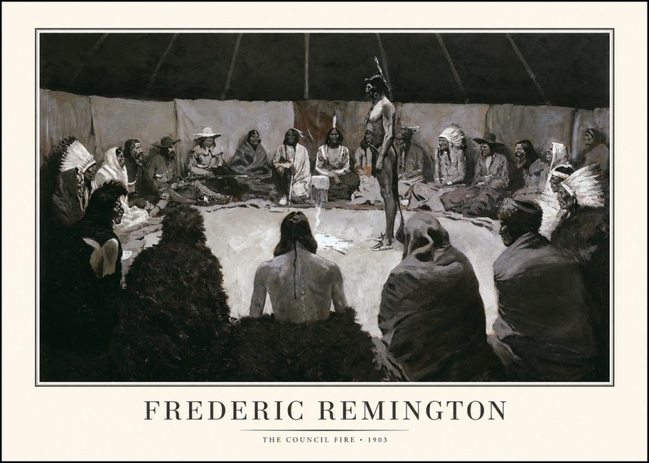 Frederic Remington The Council Fire II No1 - Affiche