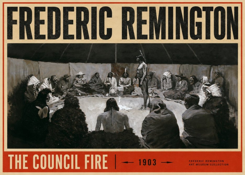 Frederic Remington The Council Fire II No4 - Affiche