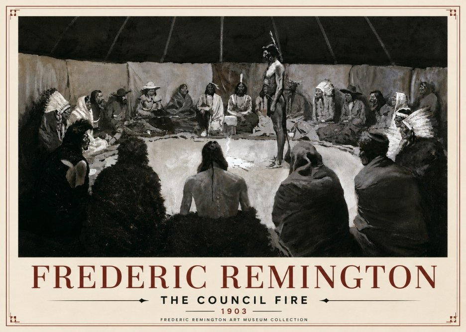 Frederic Remington The Council Fire II No6 - Affiche
