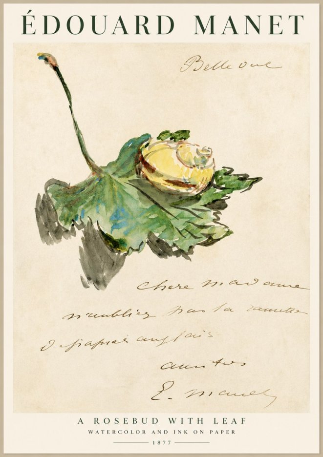 Édouard Manet A Rosebud with Leaf No1 - Affiche