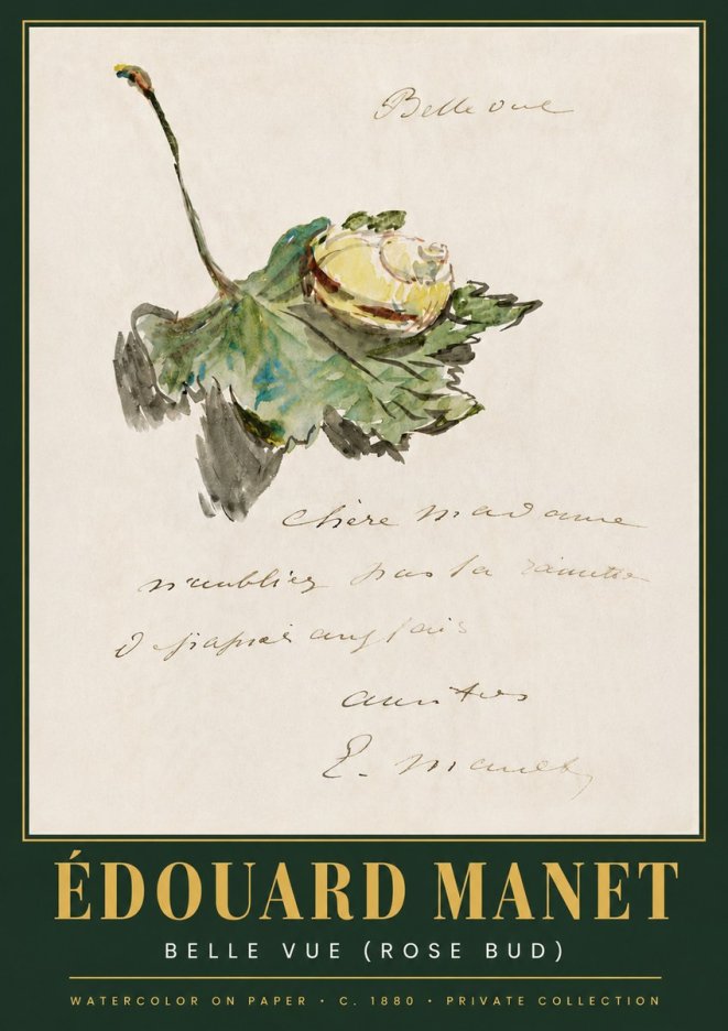 Édouard Manet A Rosebud with Leaf No5 - Affiche