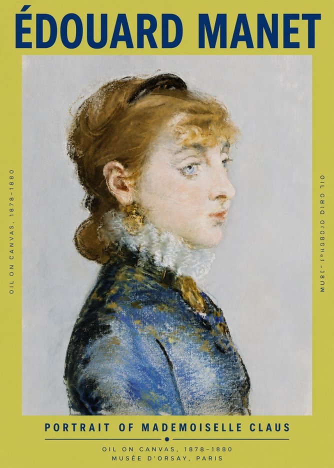 Édouard Manet Portrait of Mademoiselle Claus No4 - Affiche
