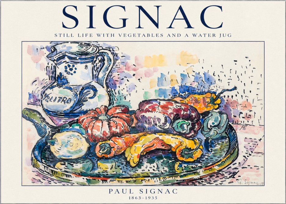 Signac Still Life with Vegetables and a Water Jug No1 - Affiche