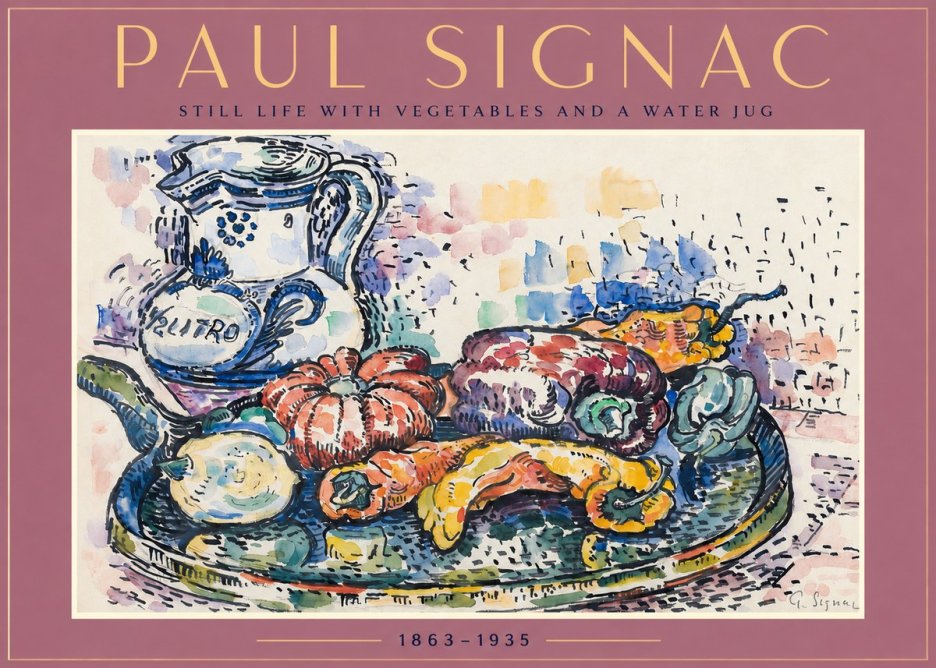 Signac Still Life with Vegetables and a Water Jug No2 - Affiche