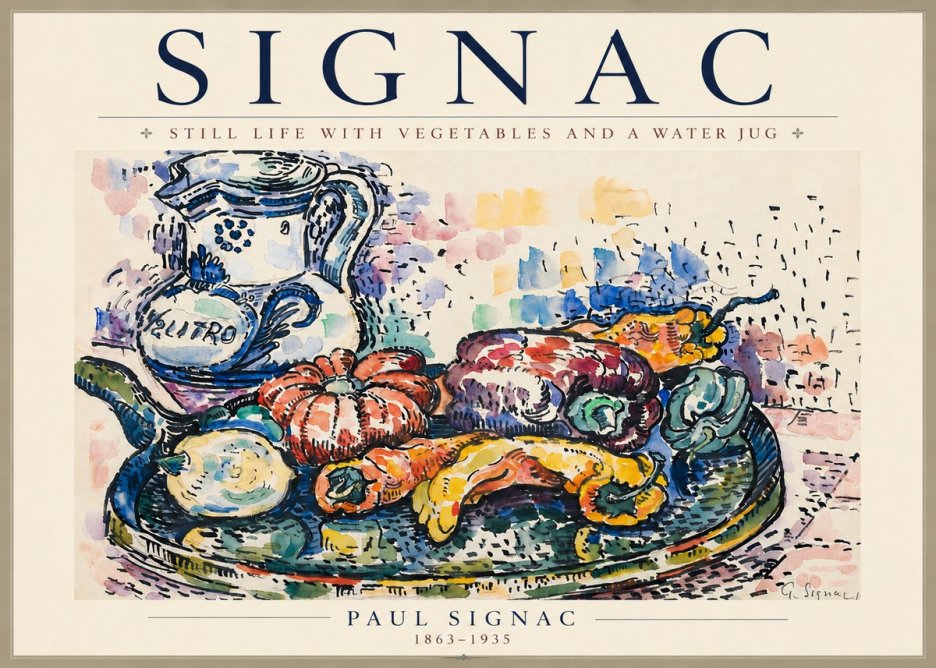 Signac Still Life with Vegetables and a Water Jug No4 - Affiche