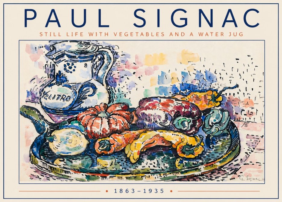 Signac Still Life with Vegetables and a Water Jug No5 - Affiche
