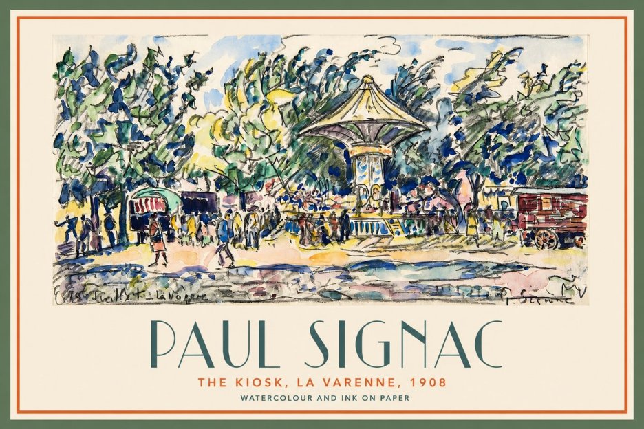 Signac The Kiosk, La Varenne, 1908 No2 - Affiche