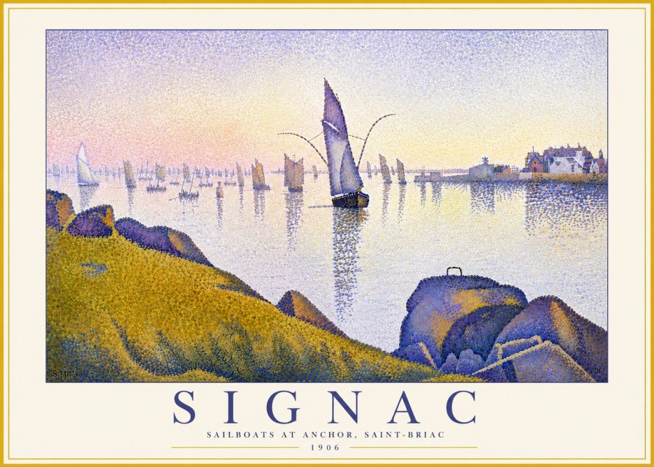 Signac Sailboats at Anchor, Saint-briac No6 - Affiche