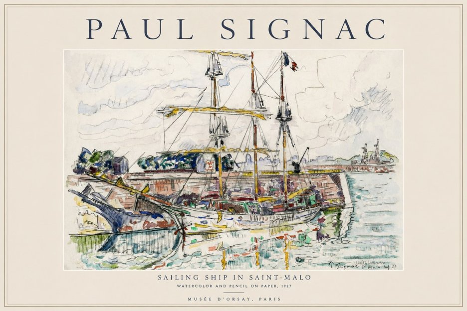 Signac Sailing Ship in Saint-malo No1 - Affiche