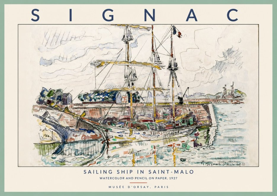 Signac Sailing Ship in Saint-malo No2 - Affiche