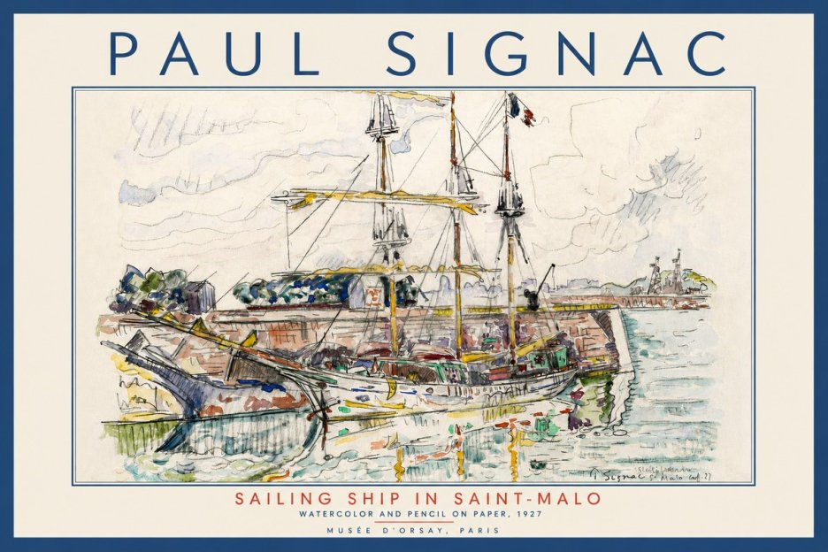 Signac Sailing Ship in Saint-malo No3 - Affiche