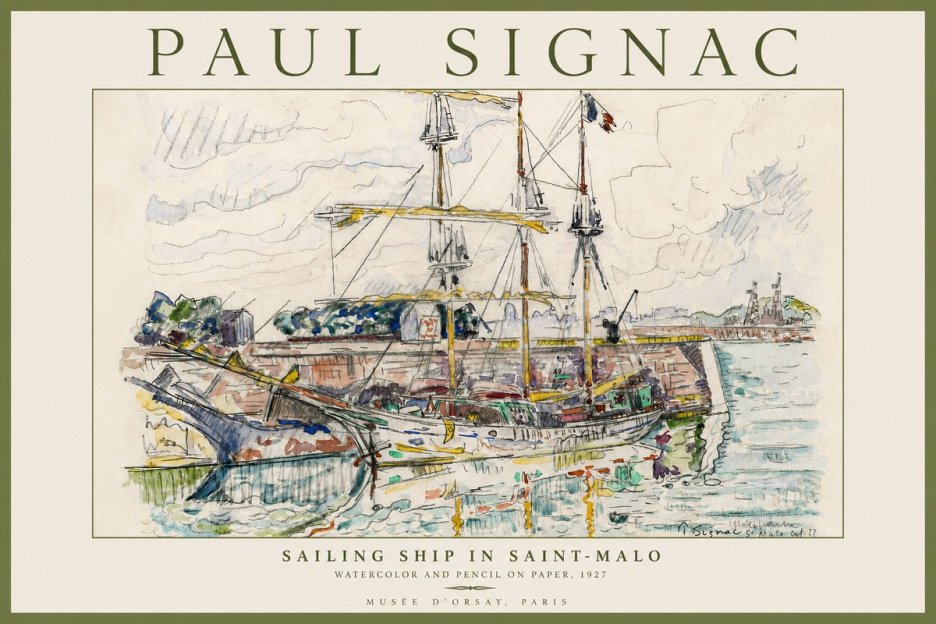 Signac Sailing Ship in Saint-malo No4 - Affiche