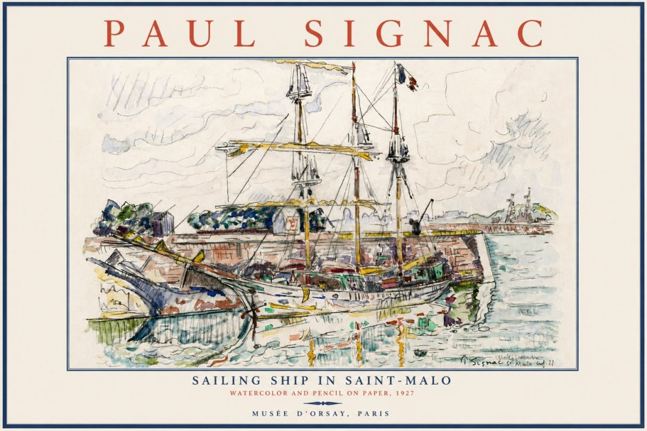 Signac Sailing Ship in Saint-malo No5 - Affiche
