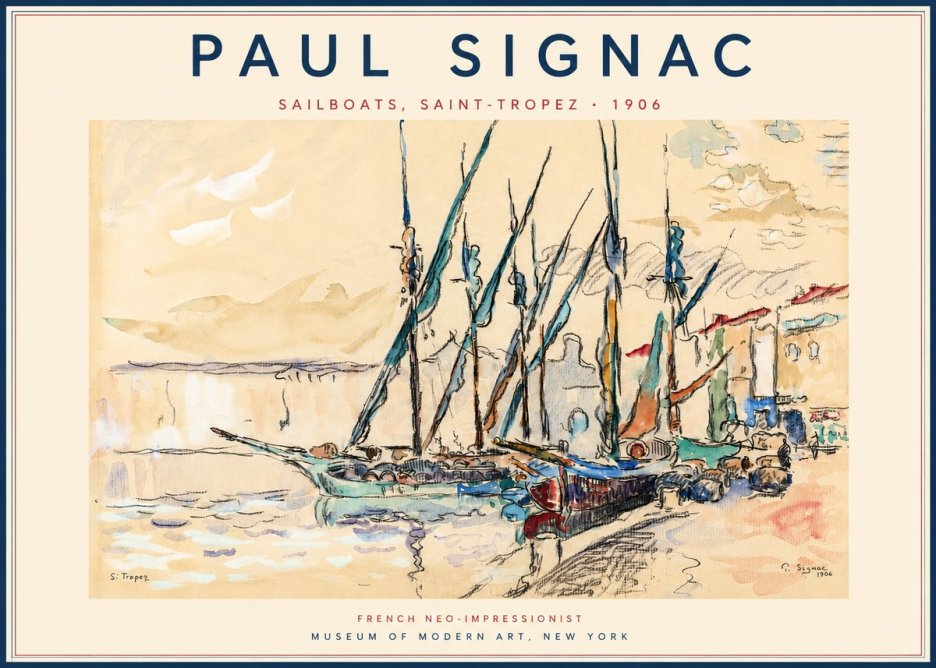 Signac Sailboats, Saint-tropez No3 - Affiche