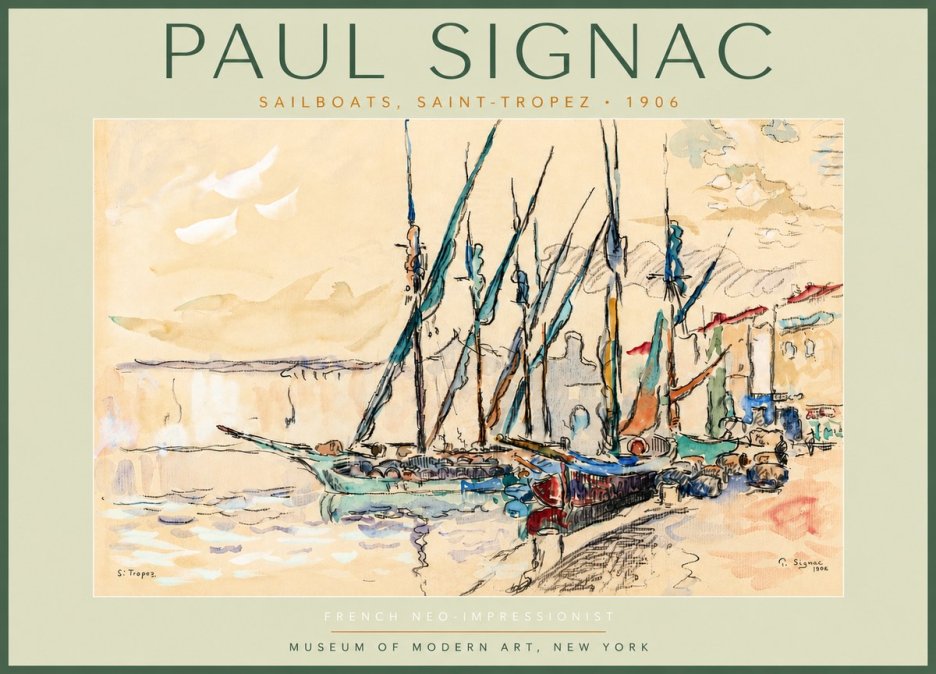 Signac Sailboats, Saint-tropez No4 - Affiche