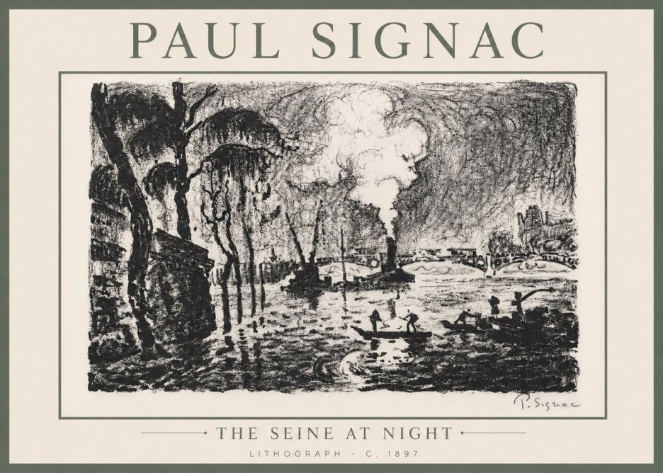 Signac The Seine at Night No6 - Affiche