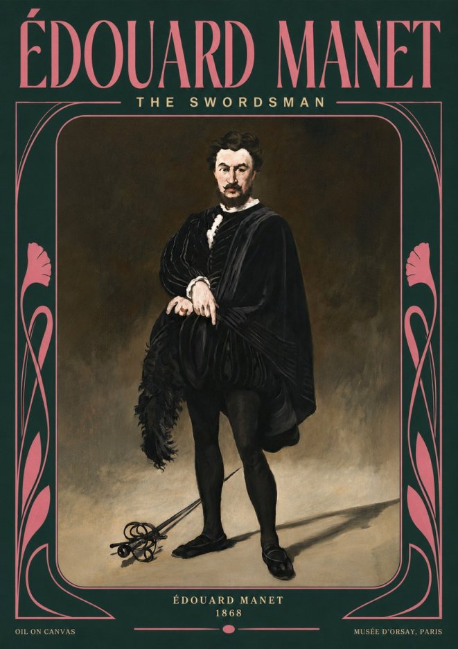 Édouard Manet The Swordsman No5 - Affiche