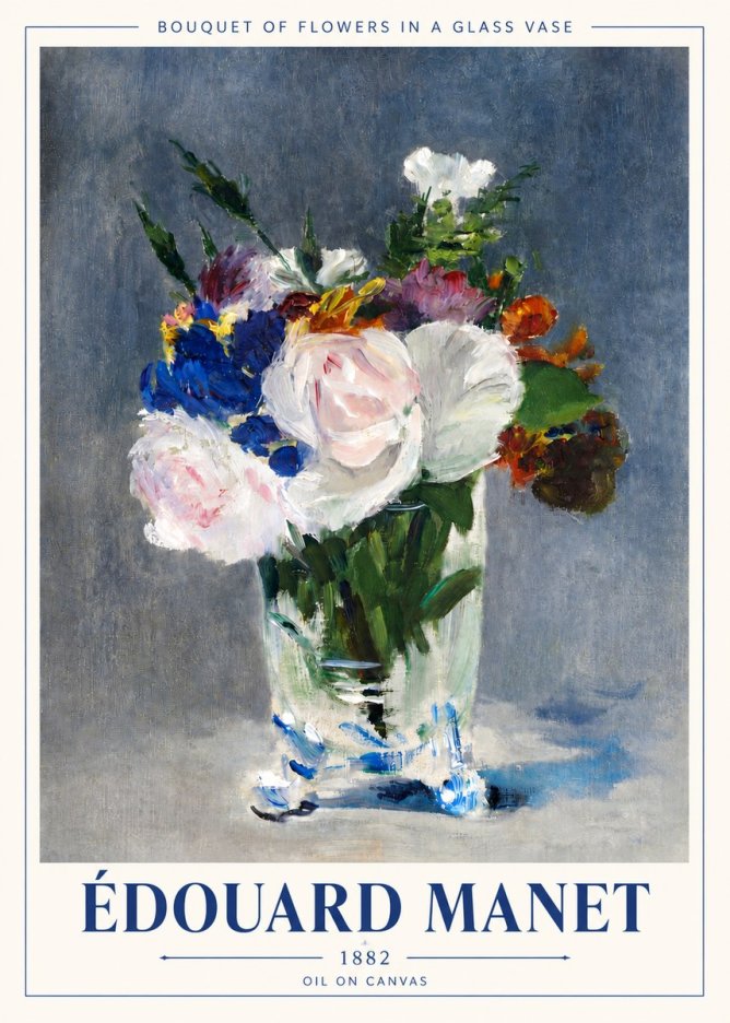 Édouard Manet Bouquet of Flowers in a Glass Vase No4 - Affiche