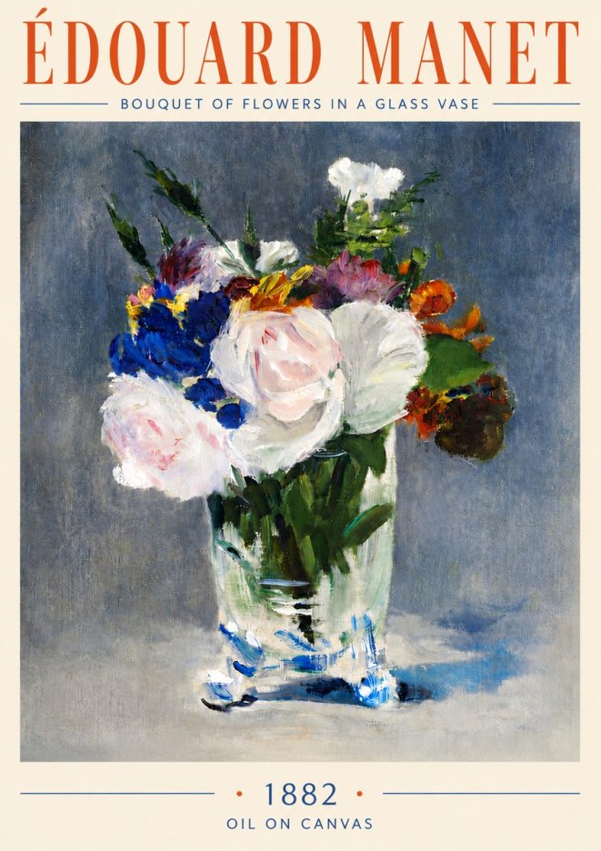Édouard Manet Bouquet of Flowers in a Glass Vase No6 - Affiche