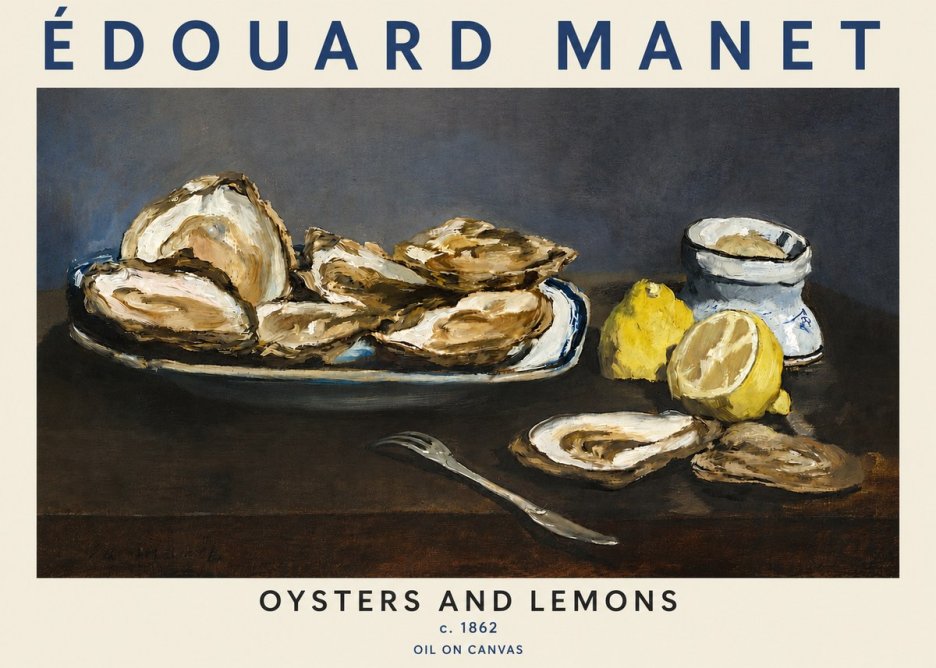 Édouard Manet Oysters and Lemons No5 - Affiche