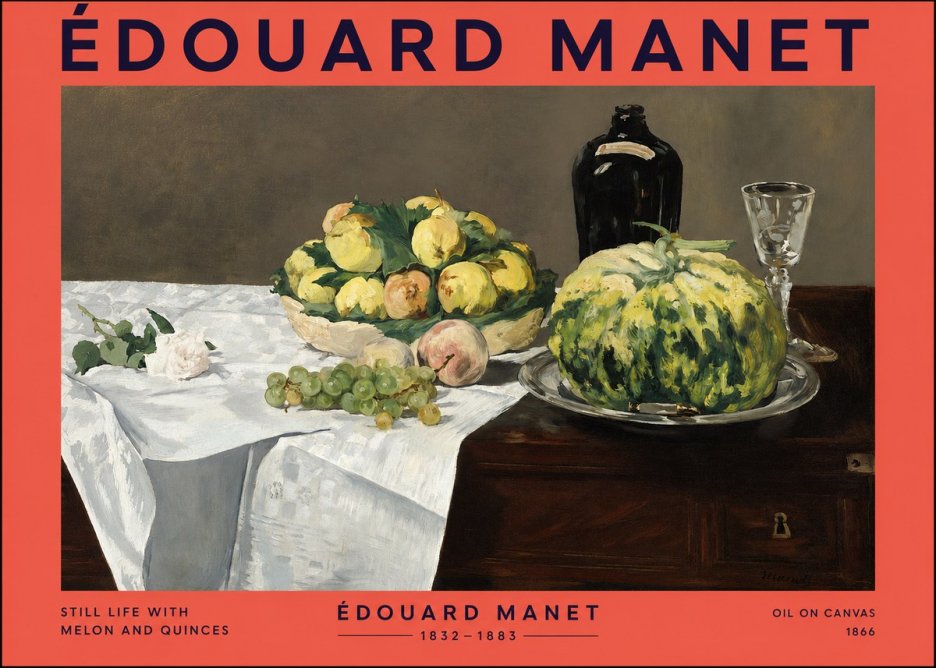 Édouard Manet Still Life with Melon and Quinces No2 - Affiche