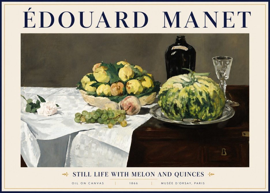 Édouard Manet Still Life with Melon and Quinces No5 - Affiche