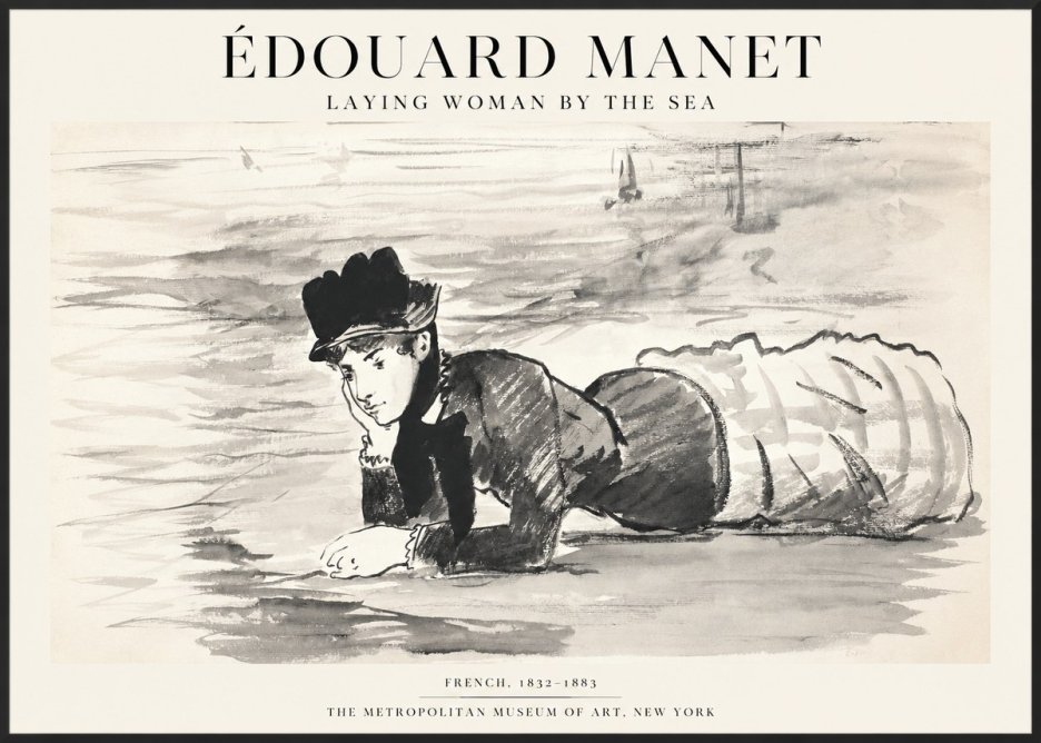 Édouard Manet Laying Woman by the Sea No1 - Affiche