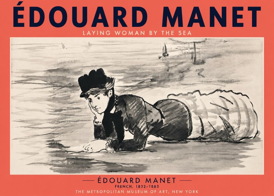 Édouard Manet Laying Woman by the Sea No2 - Affiche