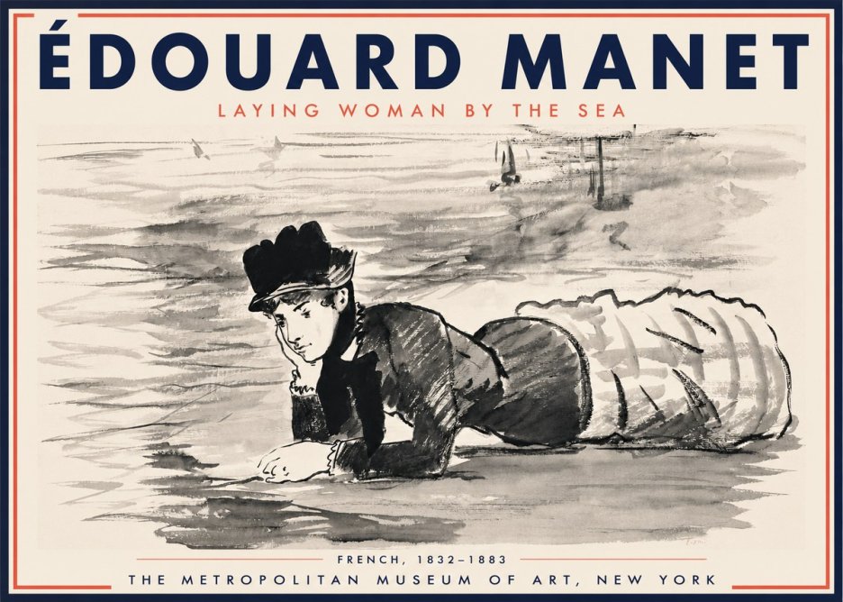 Édouard Manet Laying Woman by the Sea No3 - Affiche