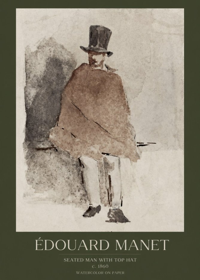 Édouard Manet Seated Man with Top Hat No1 - Affiche