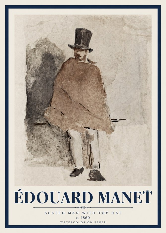 Édouard Manet Seated Man with Top Hat No3 - Affiche