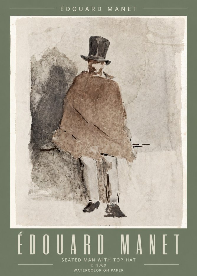 Édouard Manet Seated Man with Top Hat No4 - Affiche