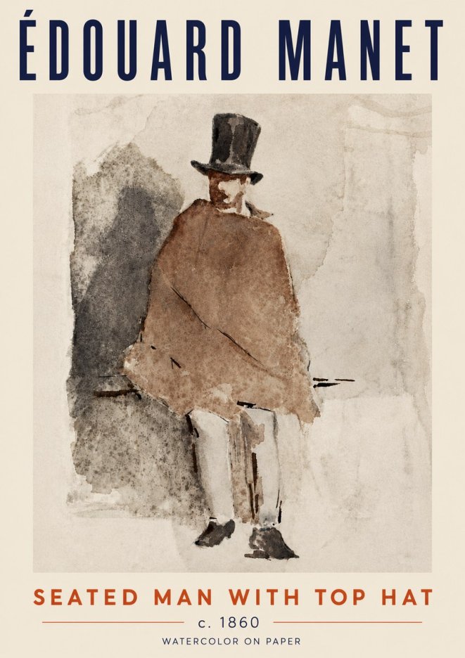Édouard Manet Seated Man with Top Hat No5 - Affiche