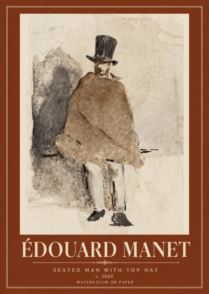 Édouard Manet Seated Man with Top Hat No6 - Affiche