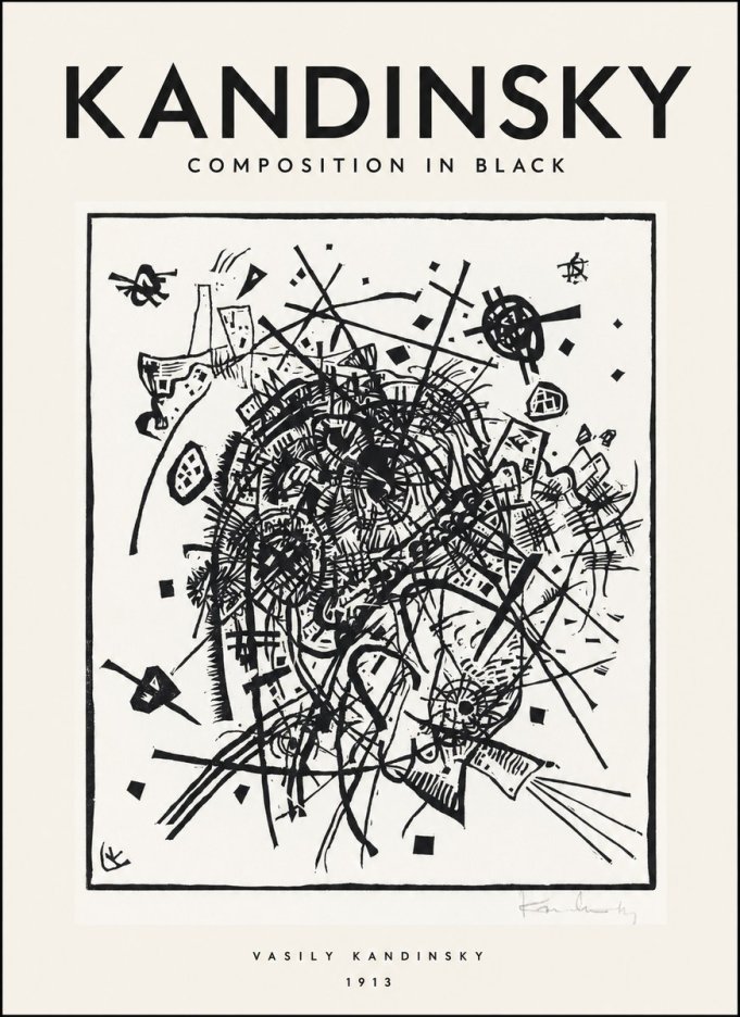 Kandinsky Composition in Black No1 - Affiche