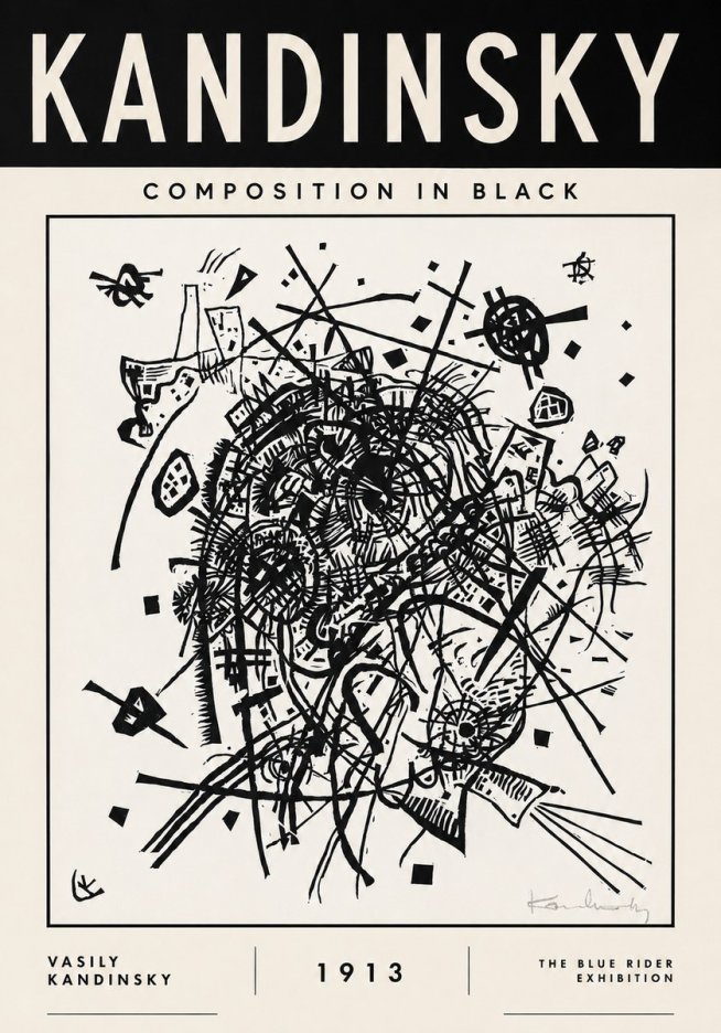 Kandinsky Composition in Black No3 - Affiche