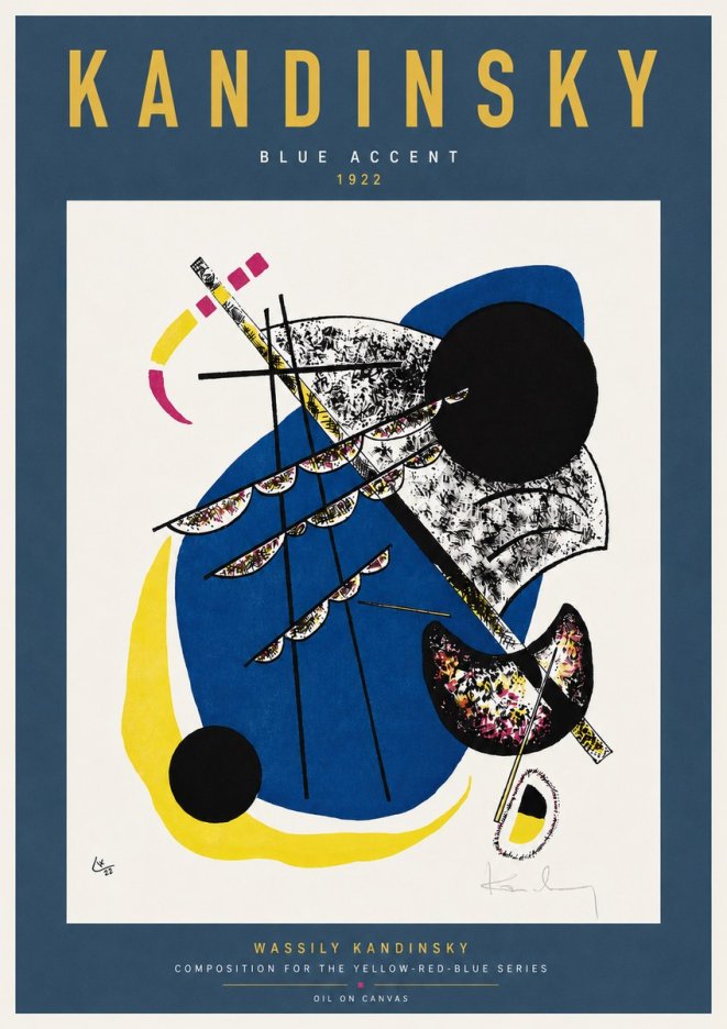 Kandinsky Blue Accent No3 - Affiche