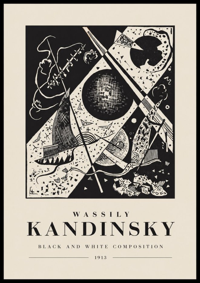 Kandinsky Black and White Composition No1 - Affiche