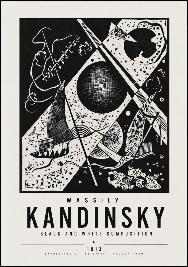Kandinsky Black and White Composition No5 - Affiche