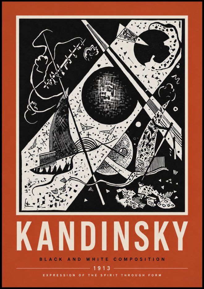 Kandinsky Black and White Composition No6 - Affiche