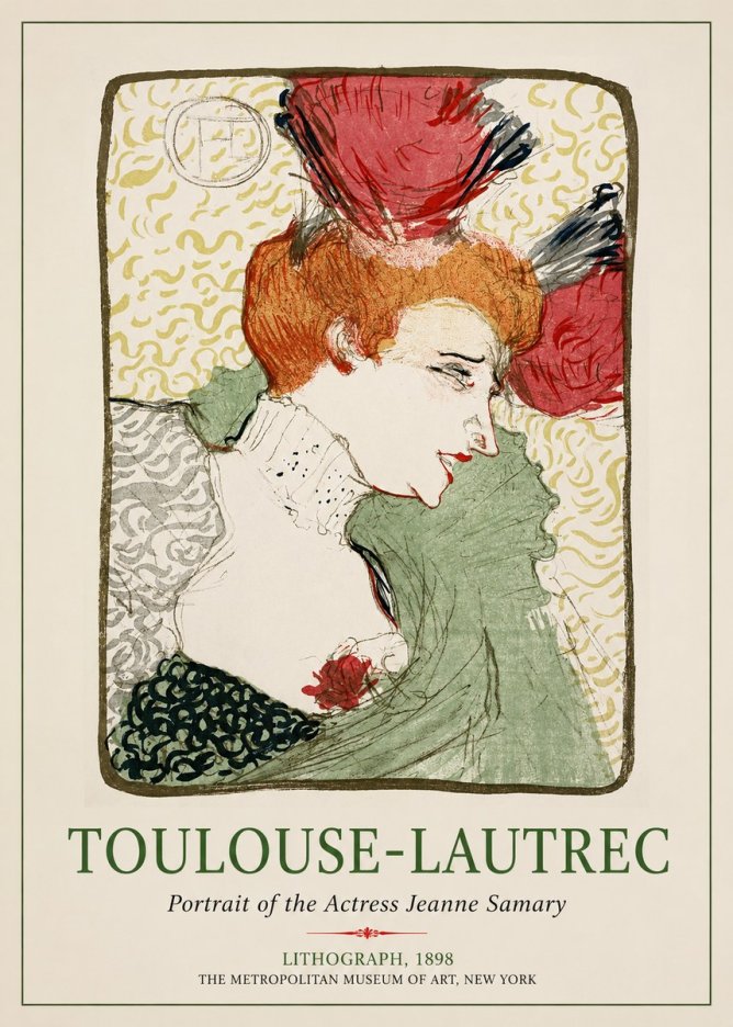 Toulouse-Lautrec Portrait of the Actress Jeanne Samary No1 - Affiche
