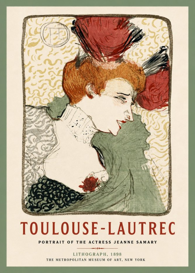 Toulouse-Lautrec Portrait of the Actress Jeanne Samary No2 - Affiche