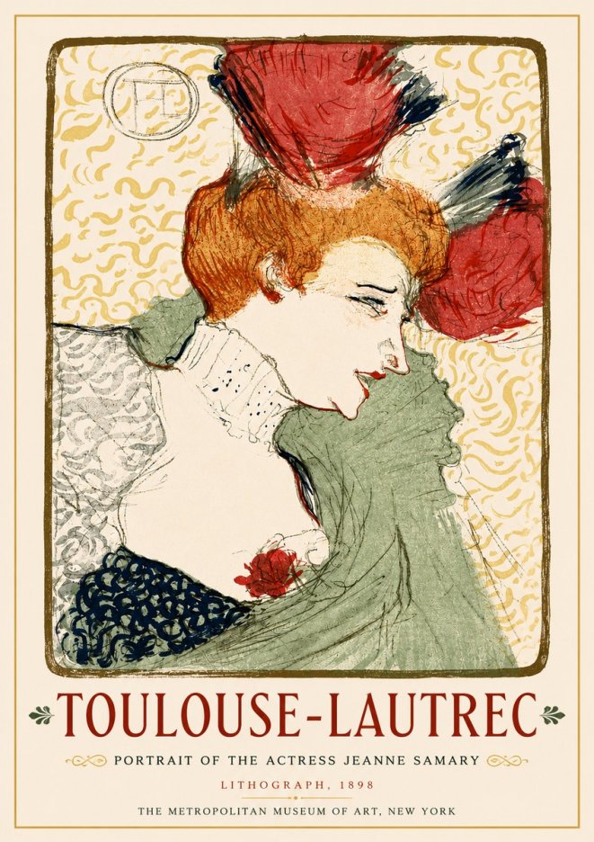 Toulouse-Lautrec Portrait of the Actress Jeanne Samary No4 - Affiche