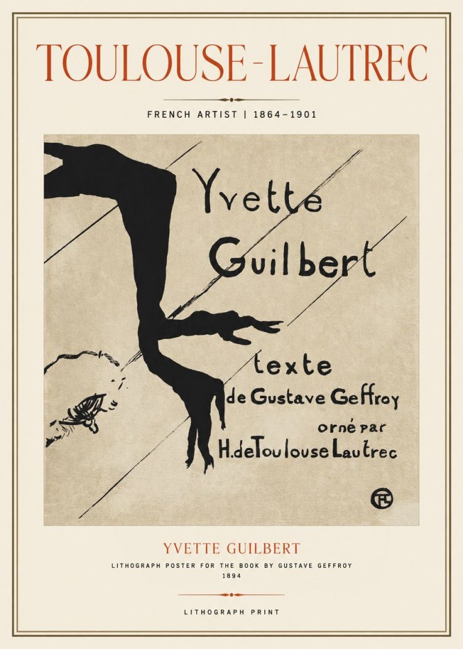 Toulouse-Lautrec Yvette Guilbert No1 - Affiche