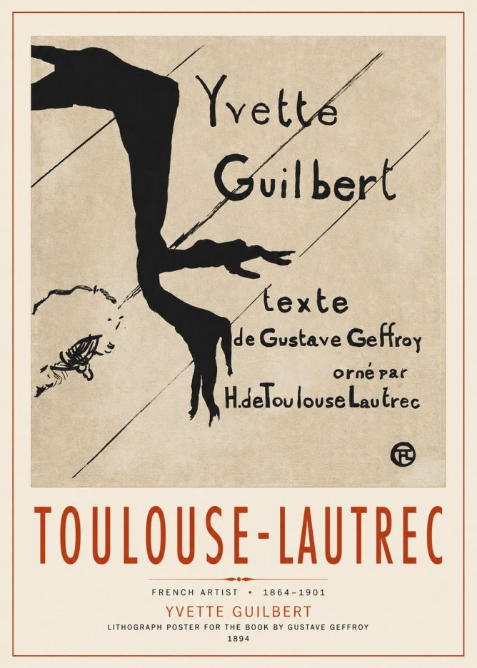 Toulouse-Lautrec Yvette Guilbert No3 - Affiche