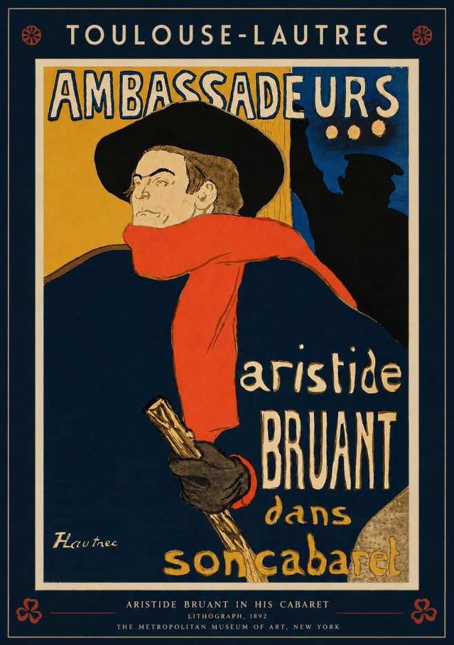 Toulouse-Lautrec Aristide Bruant in His Cabaret I No2 - Affiche