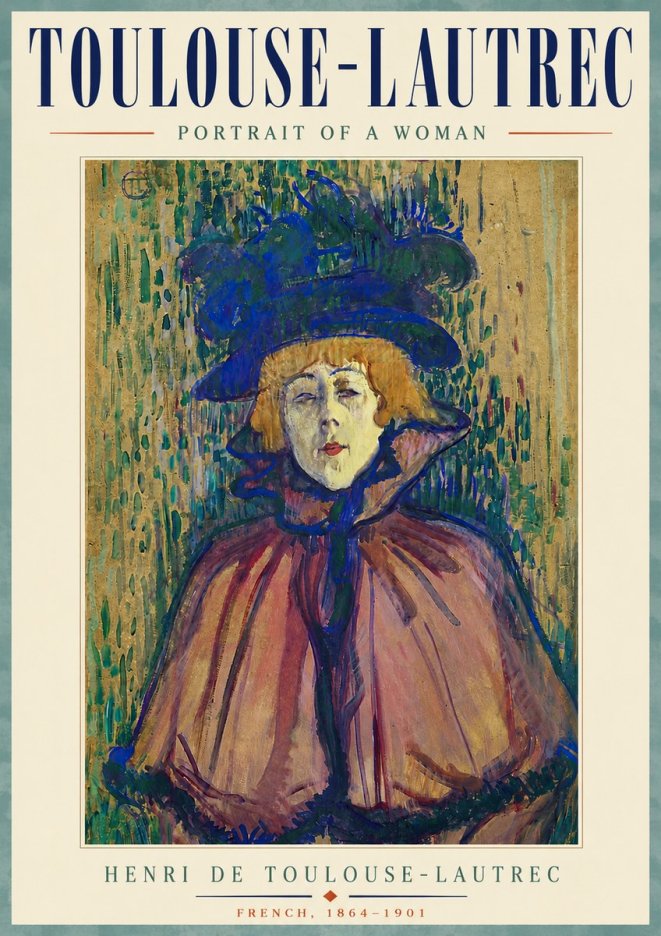 Toulouse-Lautrec Portrait of a Woman I No6 - Affiche