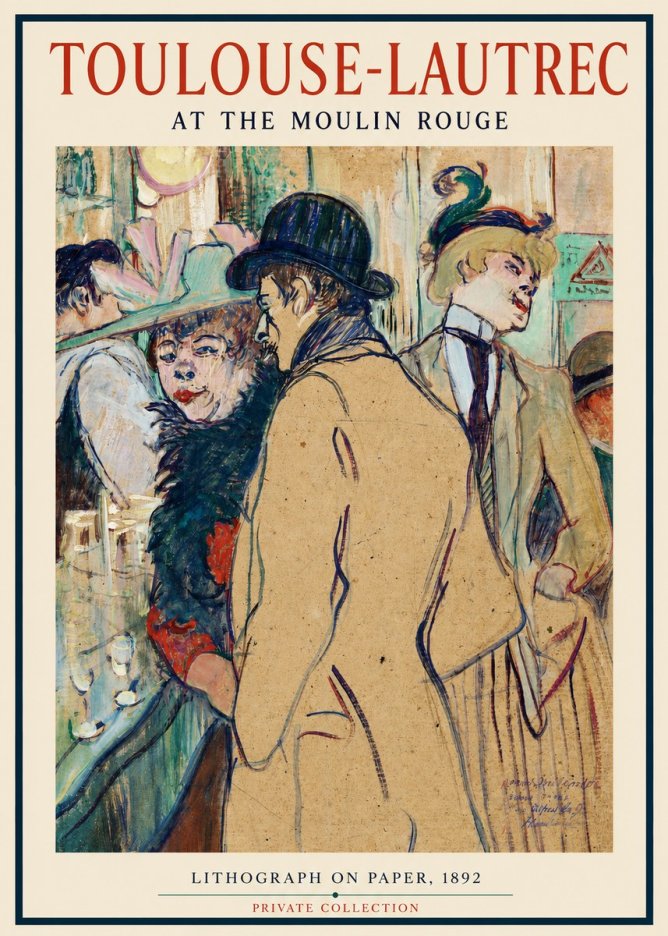 Toulouse-Lautrec At the Moulin Rouge II No2 - Affiche
