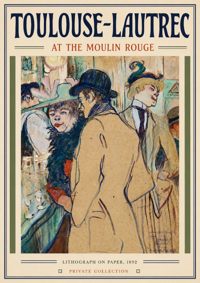 Toulouse-Lautrec At the Moulin Rouge II No6 - Affiche